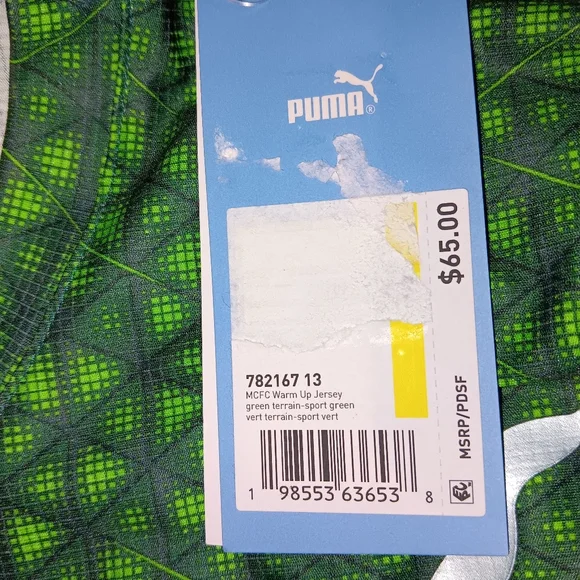Puma Men's Manchester City Pre-Match Jersey Green Vert Terrain 782167-13 Sz M - Picture 8 of 8